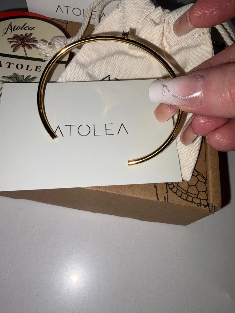 ATOLEA THIN SOLAR CUFF 18kGOLD PLATED NEW IN POUCH